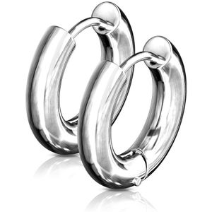 Paar gekleurde oorbel ringen met makkelijke schaniersluiting – 16 – Zilver