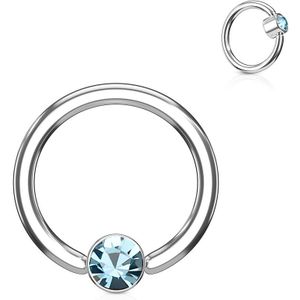 Ball closure ring met aqua diamantje in cilinder - 1.6 mm - 10 mm - 4 mm