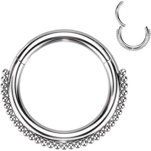 Segment Ring met sierlijke rij van Kralen - Zilver - 10 mm