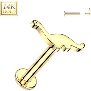 Intern Geschroefde Labret met Dinosaurus Top gemaakt van 14kt. Goud - Goud - 6 mm