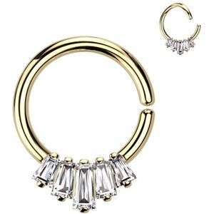 Brass Seamless Ring met Baguette kristallen kroon - Goud - 10 mm