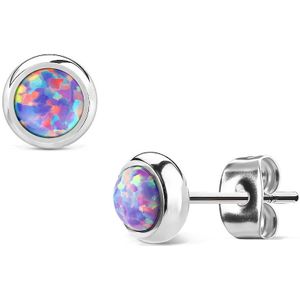 Paar oorbellen met paars gekleurde Opaal steentje