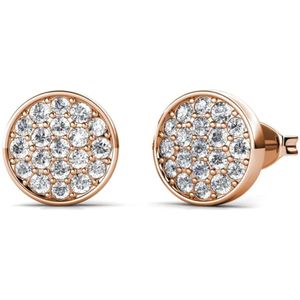 Sterling Zilveren Cirkel Oor studs vol met kristallen van Swarovski - Rose Goud