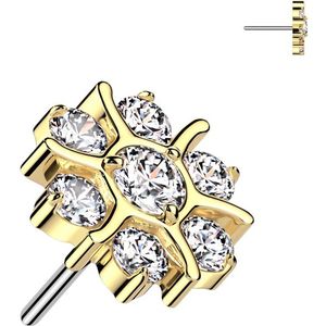 Threadless Bloemen Top gemaakt van Titanium - Goud - Helder