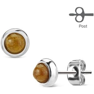 Paar oorbelletjes met een rond Tiger Eye steentje