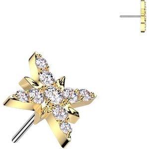 Threadless Titanium Sierlijke Sterren Top met Steentjes - Goud