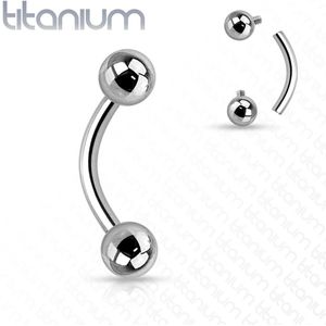 Titanium intern geschroefde gebogen barbell met balletjes - 1.2 mm - 10 mm - 3 mm