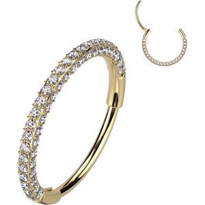 Titanium Click Ring met fijne kristallen rondom – 0.8 mm – 7 mm ��– Goud