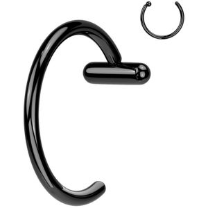 Titanium Neus Ring met T einde - Zwart - 0.8 mm
