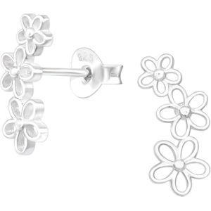 Sterling Zilver Ear Studs met Bloem trio