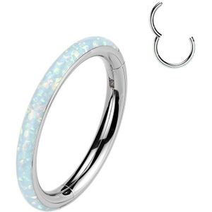 Titanium Segment Ring met naar buiten gerichte Synthetische Opaal Lijn - Zilver - 1.0 mm - 8 mm