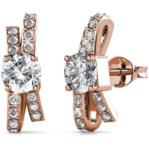 Schitterende Strik Oorbellen van Zilver met Swarovski kristallen - Rose Goud