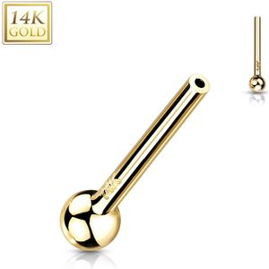 14kt. Gouden Threadless Straight Barbell Staafje met Een Vaste Bal - 1.0 mm - 6 mm - Goud