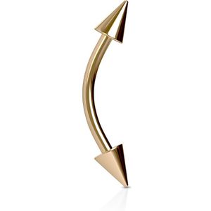 Basic Rosegouden Gebogen Barbell met Spikes - 1.2 mm - 10 mm