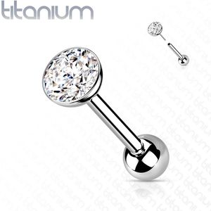 Threadless Titanium Cartilage Piercing met Helder Steenje - 1.2 mm - 6 mm - 5 mm