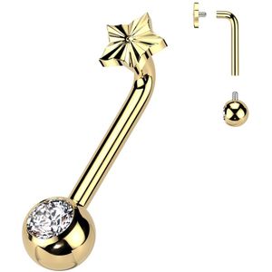 Intern Geschroefde Titanium Christina Piercing met Diamant Geslepen Sterretjes Top - Goud - 12 mm