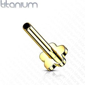 Gekleurd Massief Titanium Threadless Labret Staafje met Platte Bloem Achterkant - Gold - 1.2 mm - 8 mm
