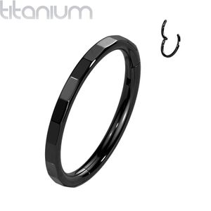Gekleurde Titanium Segmentring met Rechthoeking Ring Afwerking - 10 mm - Zwart