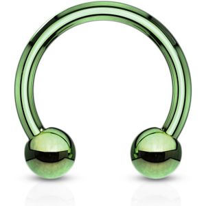 Gekleurde titanium plated circular barbell - 1 mm - 8 mm - 3 mm - groen