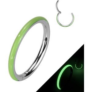 Titanium Segment Ring met Glow in the Dark lijn aan de buitenkant – 8 mm – Groen