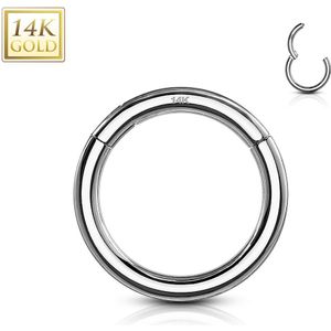 14K. wit gouden segment ring met vast segment - 1.2 mm - 11 mm