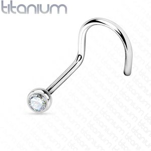 Titanium neuspiercing met gekleurd diamantje-1.0 mm-2.5 mm-Helder