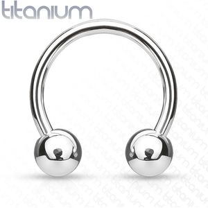 Massief titanium circular barbell met balletjes - 1.6mm - 12mm - 5mm
