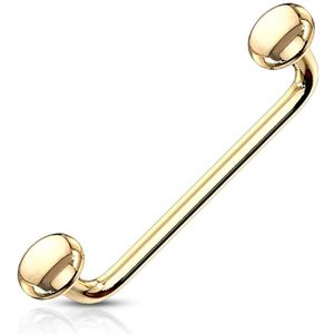 Surface barbell 90 graden gebogen met plat schijfje – Goud