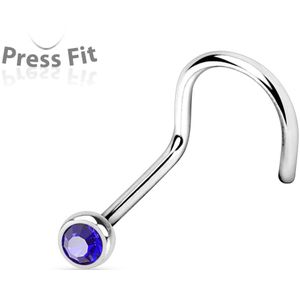 Basic neus screw met gekleurd steentje - 0.8 mm - 2 mm - blauw