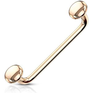 Surface barbell 90 graden gebogen met plat schijfje – Rosé Goud