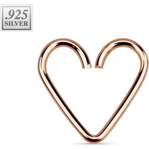 Multifunctionele piercing ring in hartvom van zilver – rosé goud