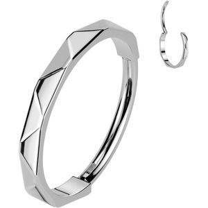 Dunne Titanium Segment Ring with Facet Geslepen Patroon - Zilver - 10 mm