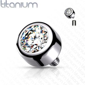 Intern geschroefde titanium piercing top met Swarovski kristal - 1.6 mm – Helder – 3 mm