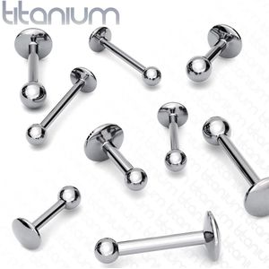 Titanium labret piercing - 1.6 mm - 6 mm - 3 mm