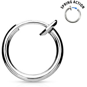Multifunctionele titanium plated springveer clip-on piercing - zilver