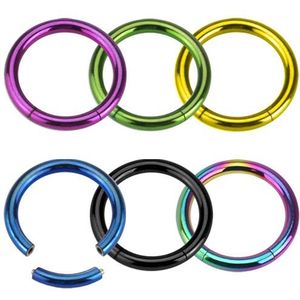 Gekleurde titanium segmentring - 5 mm - 12 mm - Zwart