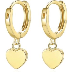 Gouden Oorringen gemaakt van Zilver met Harten hanger