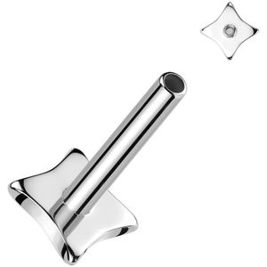 Titanium Threadless Labret staafje met Ruiten Basis - Zilver - 1 mm - 6 mm
