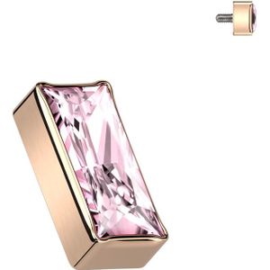 Intern geschroefde Titanium top met rechthoekige steen - Rose Goud - Roze