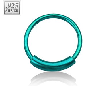 Gekleurde neus ring met staafje van zilver - 0.6 mm – 10 mm – aqua