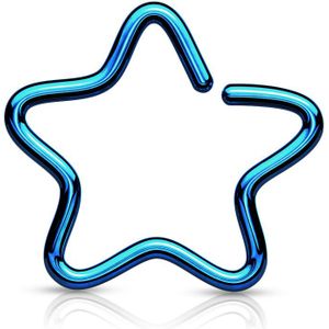 Gekleurde clip-on piercing met ster vorm - Blauw