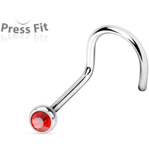 Basic neus screw met gekleurd steentje - 1 mm - 2 mm - rood