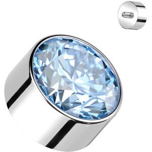 Intern Geschroefde Titanium Top met Ronde Bezel Set Steen - Zilver - 1.2 mm - 4 mm - Aqua