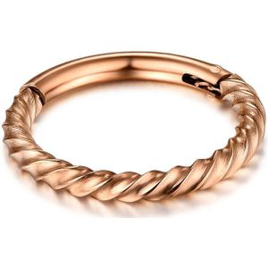 Gekleurde piercing ring met vast segment en gedraaid staafje - 1.2 - 9 mm - Rosé goud