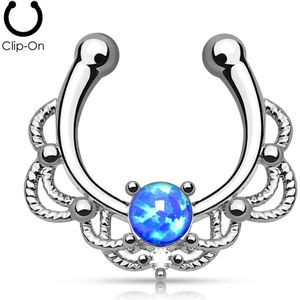 Neppe septum piercing met gekleurde Opaal steen - Opaal Blauw