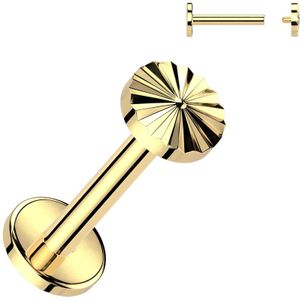 Intern Geschroefde Titanium Labret met Diamant Geslepen Ronde Top - Goud - 8 mm