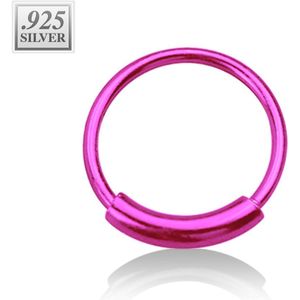 Gekleurde neus ring met staafje van zilver - 0.6 mm – 8 mm – roze