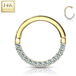 Segment ring van 14 Kt. goud met vast segment en kristallen - 6 mm - Goud