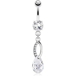 Navelpiercing met peervormig diamant als hanger