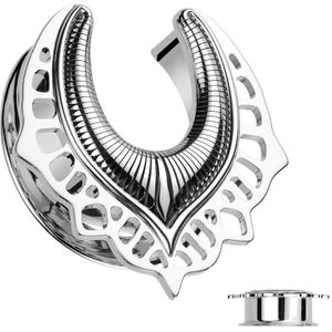 Double Flared Tunnel met Elegant Patroon - Zilver - 25 mm